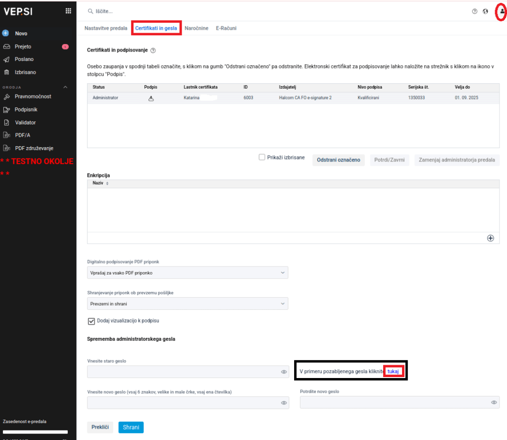 CertifikatiGesla pozabljeno geslo 2025